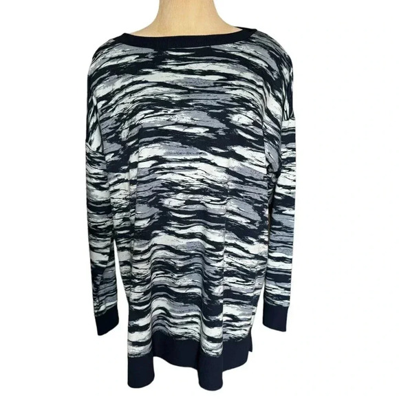 NWT Wonderly plus Studio Womens BLUE Tye Dye Long Sleeve Sweat Shirt Size 1XPLUS - Picture 1 of 7